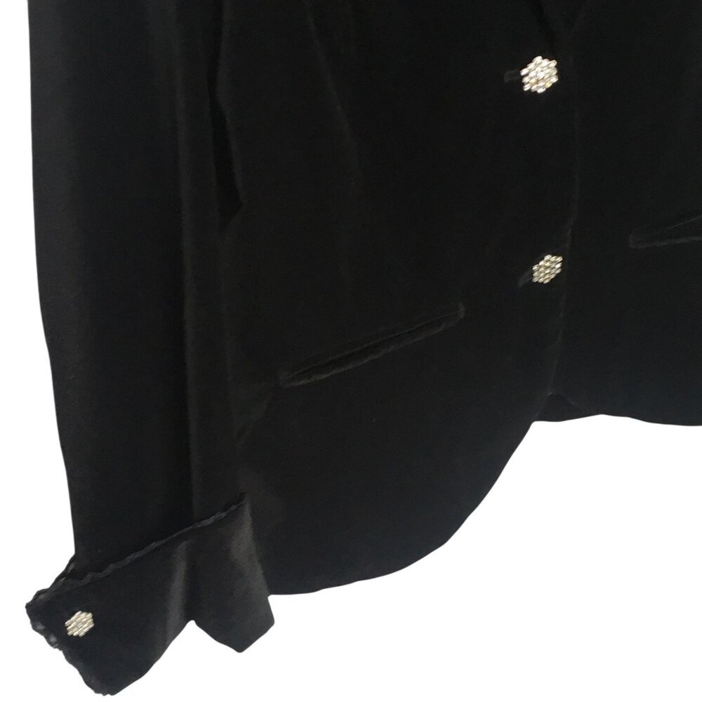 Black Velvet Blazer Rhinestone Buttons Jacket Womens XL - Picture 12 of 16